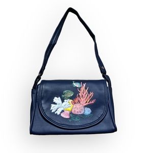 70s the FLORIDA KEYS HANDBAG Vintage Vegan
Leather Hand Painted Shoulder Bag